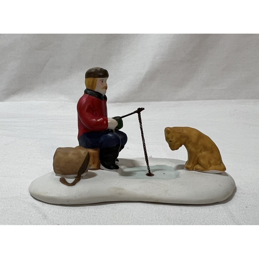 Lemax Village Collection Porcelain ICE FISHING Figurine Accessory Vintage 1994